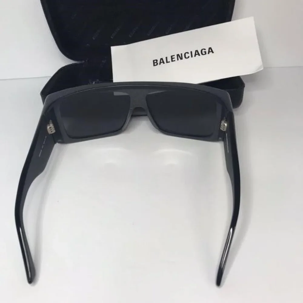 Original Balenciaga Black BB0002S Shield Sunglasses